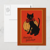 Halloween Cat en Pumpkin Briefkaart (Voorkant / Achterkant)