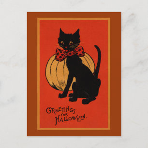 Halloween Cat en Pumpkin Briefkaart
