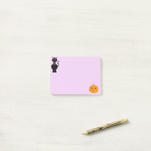 Halloween Cat en Pumpkin Post-it® Notes (Op bureau)