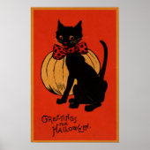 Halloween Cat en Pumpkin Poster (Voorkant)