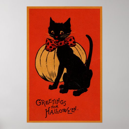 Halloween Cat en Pumpkin Poster (Voorkant)