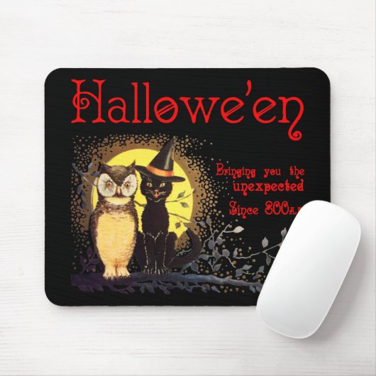 Halloween Cat en Uil Mousepad Muismat (Met muis)