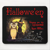 Halloween Cat en Uil Mousepad Muismat (Voorkant)