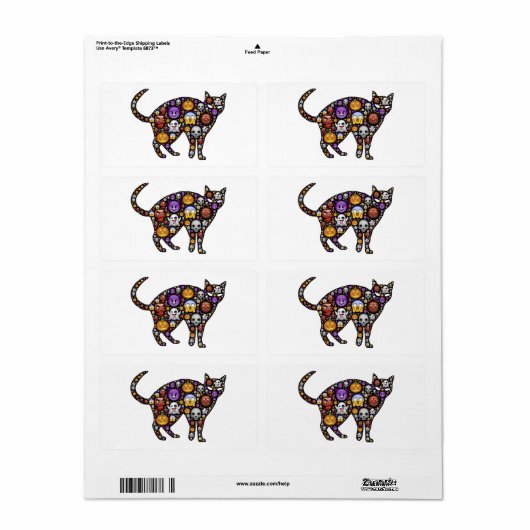 HALLOWEEN CAT ETIKET (Full Sheet)