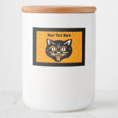 Halloween Cat Face Zwart Sinaasappel Wit op Sterre Voedselcontainer Etiket (Voorkant)