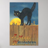 Halloween Cat Fence Poster (Voorkant)
