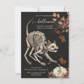 Halloween Cat Floral Dark & Moody Invitation Kaart (Voorkant)