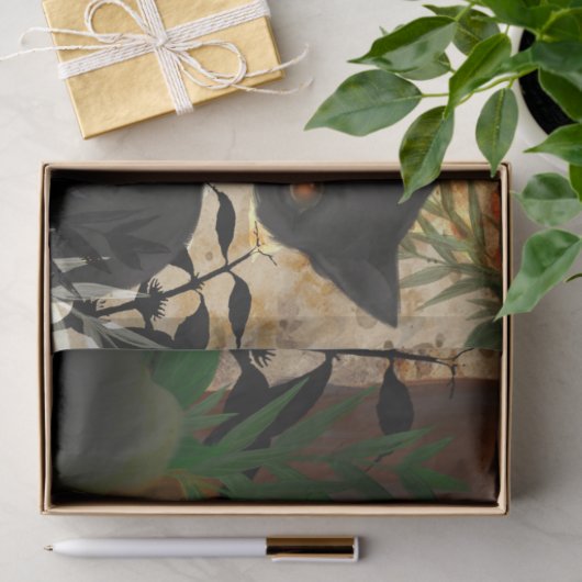 Halloween Cat Floral-ontkoppeling Tissuepapier (Geschenk)