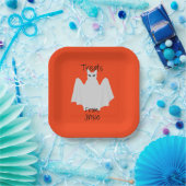 Halloween Cat geperst als een Ghost Paper-Bord Papieren Bordje (Feest)