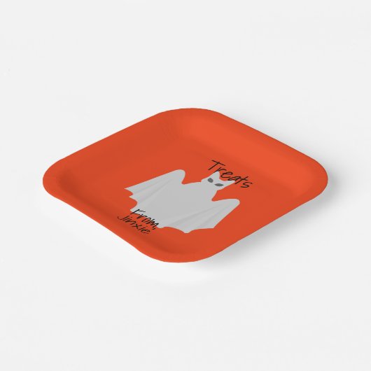 Halloween Cat geperst als een Ghost Paper-Bord Papieren Bordje (Gebogen)