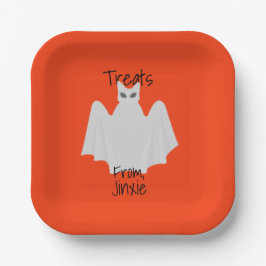 Halloween Cat geperst als een Ghost Paper-Bord Papieren Bordje