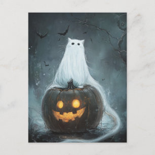 Halloween Cat Ghost beroemd gemaakt door Jack O La Briefkaart