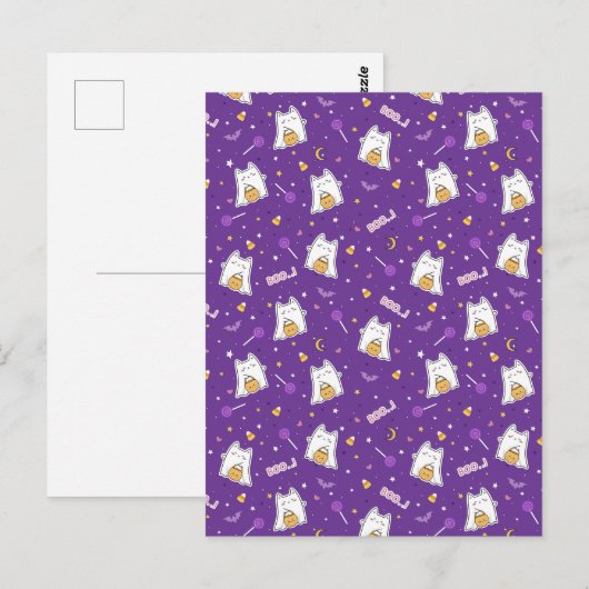 Halloween Cat Ghost Briefkaart (Voorkant / Achterkant)