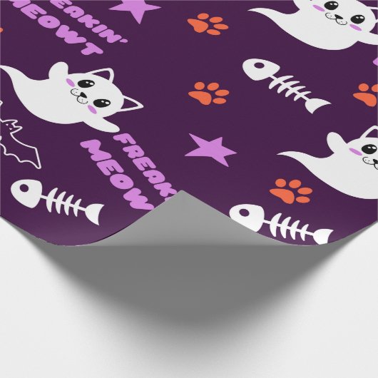 Halloween Cat Ghost Cadeaupapier (Hoek)