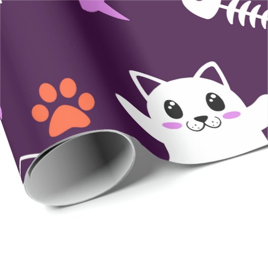 Halloween Cat Ghost Cadeaupapier (Rol Hoek)