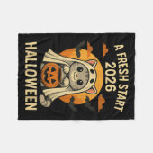 Halloween Cat Ghost Graphic - Fresh Start 2026  Fleece Deken (Voorkant (Horizontaal))