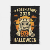 Halloween Cat Ghost Graphic - Fresh Start 2026  Fleece Deken (Voorkant)