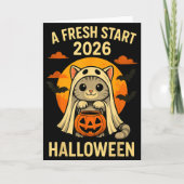 Halloween Cat Ghost Graphic - Fresh Start 2026 Kaart (Voorkant)