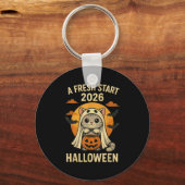 Halloween Cat Ghost Graphic - Fresh Start 2026 Sleutelhanger (Voorkant)