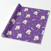 Halloween Cat Ghost Wrapping Paper Roll Cadeaupapier (Uitgerold)