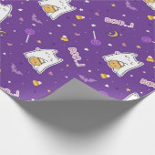 Halloween Cat Ghost Wrapping Paper Roll Cadeaupapier (Hoek)