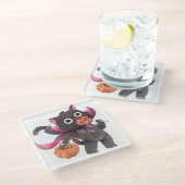 Halloween Cat Glass Onderzetter (Schuin)