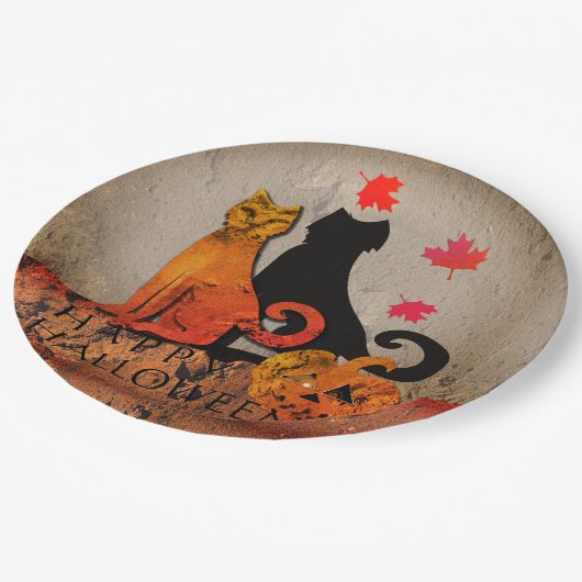 Halloween Cat Greeting Papieren Bordje (Gekanteld)