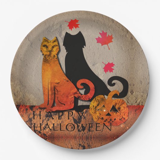 Halloween Cat Greeting Papieren Bordje (Voorkant)