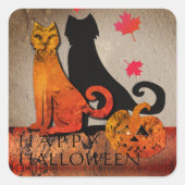 Halloween Cat Greeting Vierkante Sticker (Voorkant)