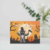 Halloween Cat Grim Reaper Briefkaart (Staand voorkant)