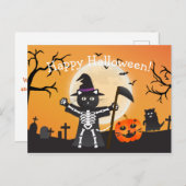 Halloween Cat Grim Reaper Briefkaart (Voorkant / Achterkant)