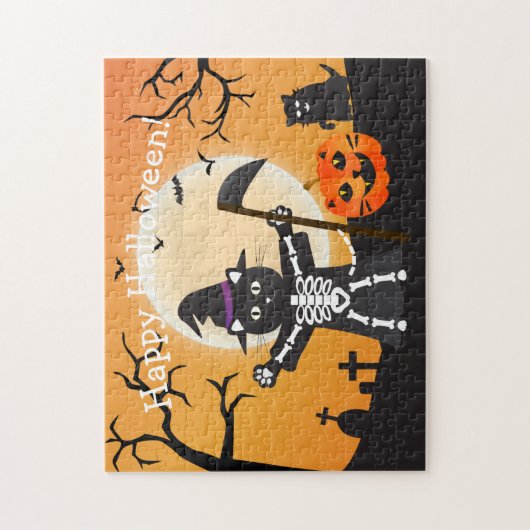 Halloween Cat Grim Reaper Legpuzzel (Verticaal)