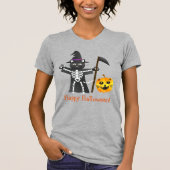 Halloween Cat Grim Reaper T-shirt (Voorkant)