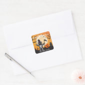 Halloween Cat Grim Reaper Vierkante Sticker (Envelop)