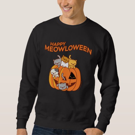 Halloween Cat  HAPPY MEOWLOWEEN  Jack O Lantern  P Trui (Voorkant)