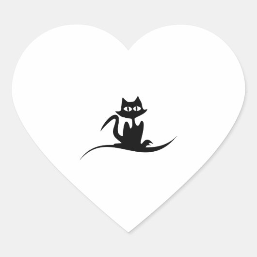 Halloween cat hart sticker (Voorkant)