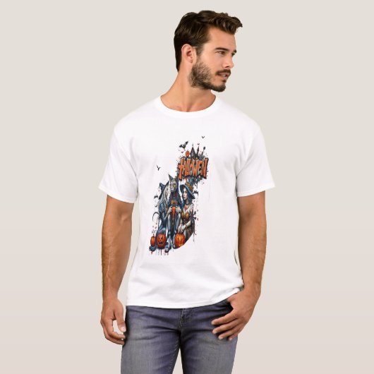 halloween cat horror art graffiti t-shirt (Voorkant volledig)
