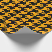 Halloween Cat Houndstooth Zwart en Sinaasappel Cadeaupapier (Hoek)
