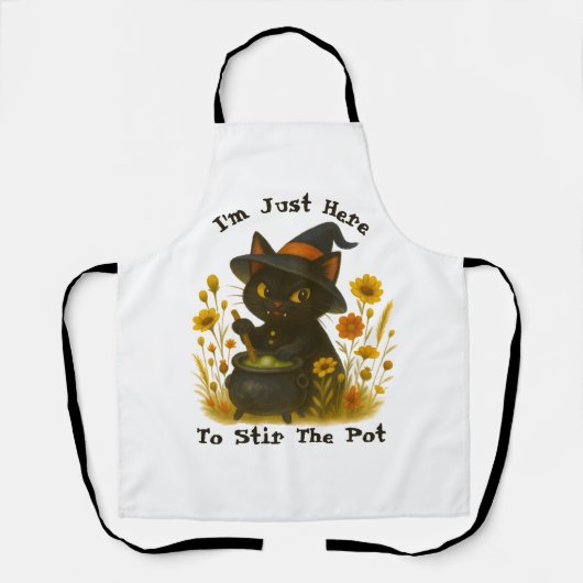 Halloween Cat - Ik ben hier om de pot te roeren Schort (Voorkant)