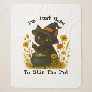 Halloween Cat - Ik ben hier om de pot te roeren Sherpa Deken