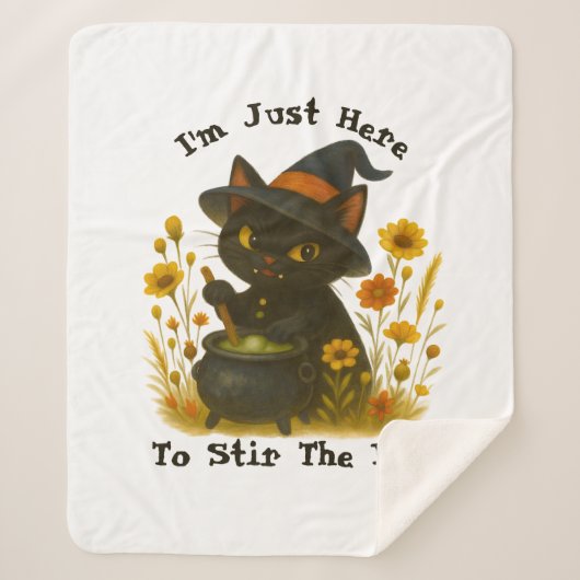 Halloween Cat - Ik ben hier om de pot te roeren Sherpa Deken (Voorkant)