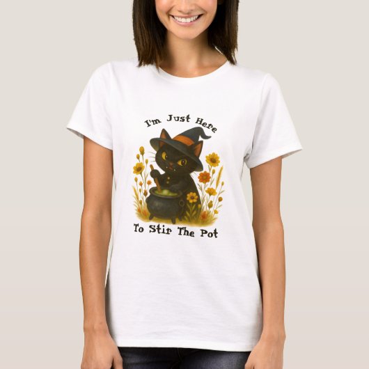 Halloween Cat - Ik ben hier om de pot te roeren T-shirt (Voorkant)