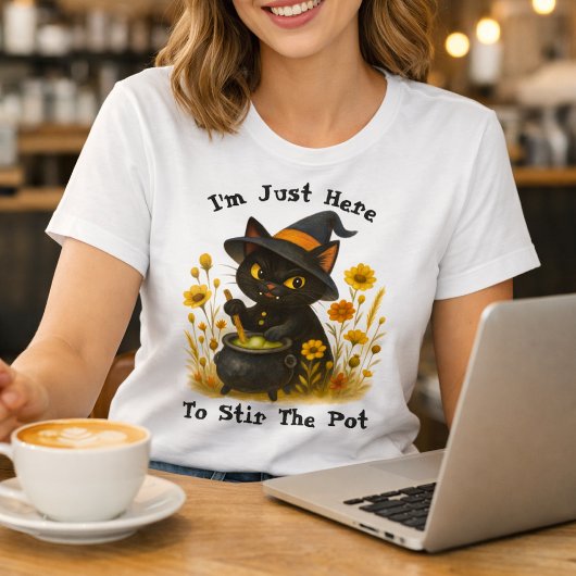 Halloween Cat - Ik ben hier om de pot te roeren T-shirt