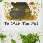 Halloween Cat - Ik ben hier om de pot te roeren Theedoek (Gevouwen)