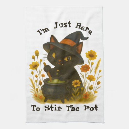 Halloween Cat - Ik ben hier om de pot te roeren Theedoek (Verticaal)