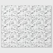 Halloween Cat Illustration Wrapping Paper Cadeaupapier (Vlak)