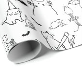 Halloween Cat Illustration Wrapping Paper Cadeaupapier (Rol Hoek)