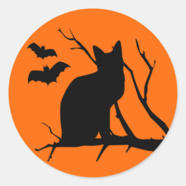 Halloween Cat In Harvest Moon Sticker