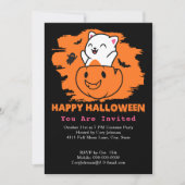 Halloween Cat in Pumpkin, Ghost Bats Black Sinaasa Kaart (Voorkant)