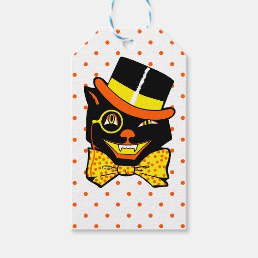 Halloween Cat in Top Hat Cadeaulabel (Voorkant)